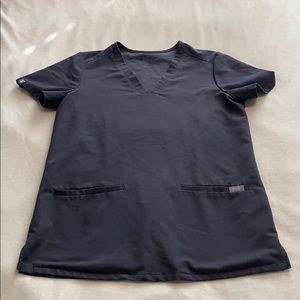 FIGS charcoal grey Casma three-pocket scrub top